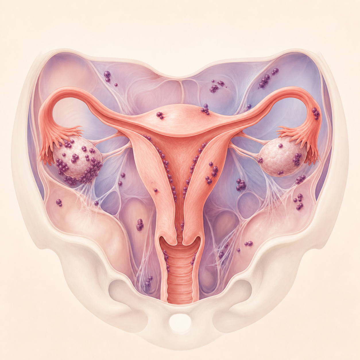 Endometriosis pelvic anatomy illustration